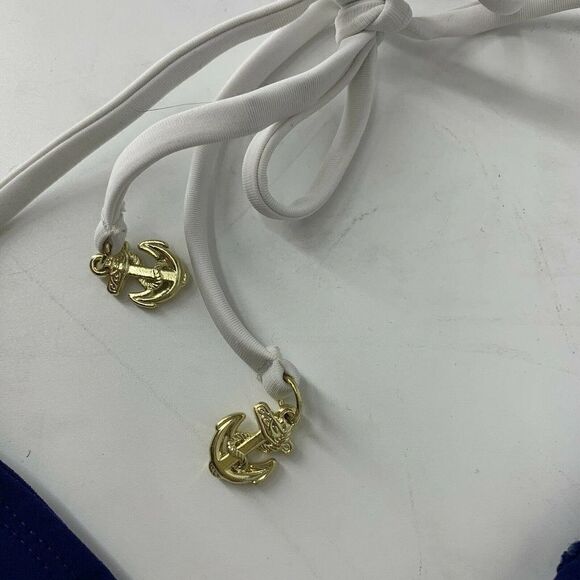 Sperry Bikini Top Nautical Blue Striped Sequined S - Picture 4 of 6